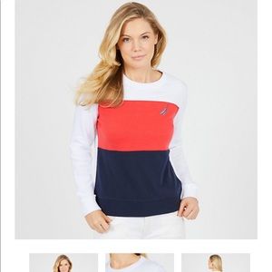 Nautica’s colorblock pull-over sweatshirt